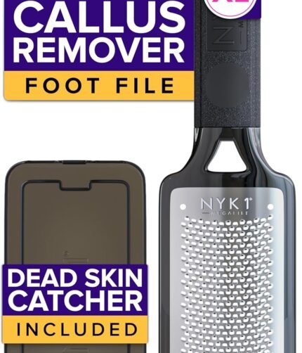 RUSTPROOF Foot File Callus Remover for Feet with Skin Catcher (XL Size) NYK1 MEGAFILE Foot Callus Remover for Wet & Dry Use - High-Performance Feet Scrubber with Textured Grip for Non-Slip Control